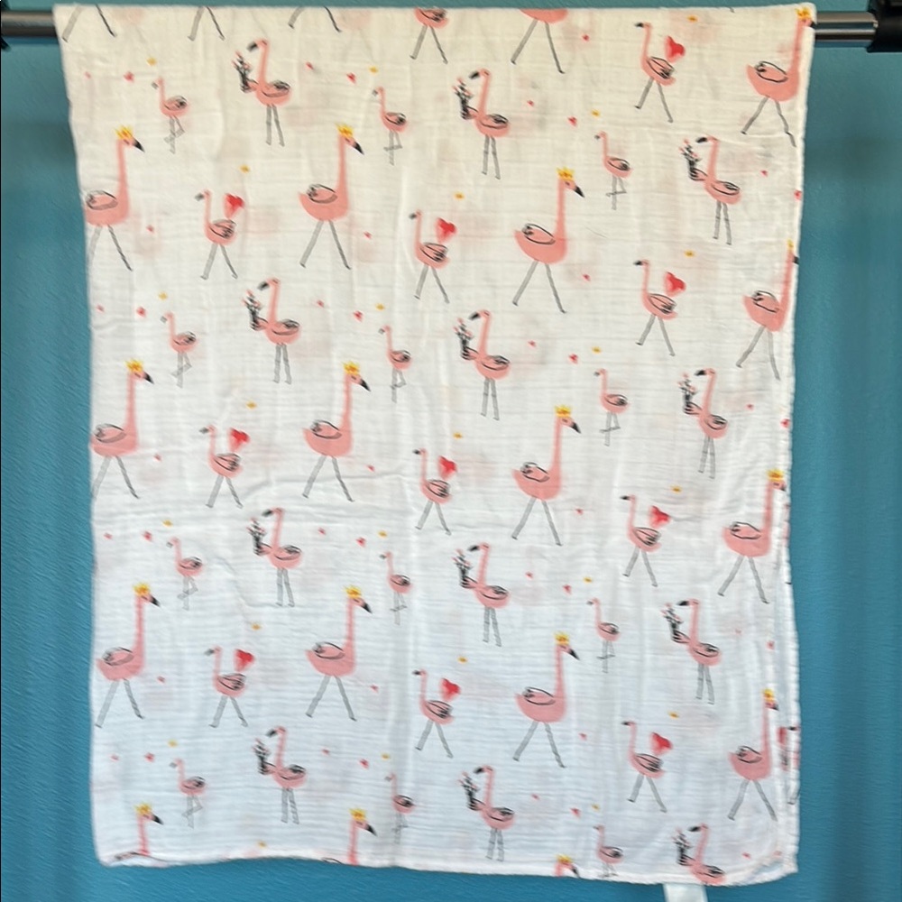 Pink Flamingo Print Baby Blanket